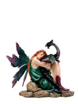 Estátua Fada e Dragão Premium - Bosque dos Gnomos