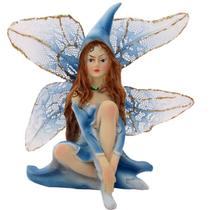 Estátua Fada Sentada com Chapéu 11cm Azul Estátua Fada Sentada com Chapéu 11cm Azul