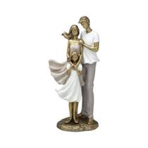 Estátua Família Decorativa - Casal e Uma Menina