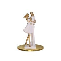 Estátua Família Unida Pai Mãe E Filho Escultura Decorativa Luxo - Em Gesso