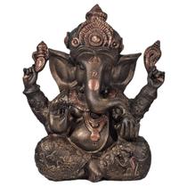 Estátua Ganesha Deusa Hindu GG Chakras Zen Bronze De Resina