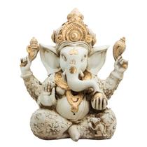 Estátua Ganesha Grande Decorativo Deus Da Sorte Branco - Resina Artesanal