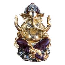 Estátua Ganesha Hindu Resina Prosperidade Sorte Sabedoria