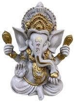 Estátua Ganesha Híndu Sorte Prosperidade Sabedoria Em Gesso - Dr Decorações