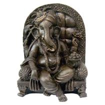 Estátua Ganesha Na Poltrona cor ouro envelhecido - SHOP EVEREST