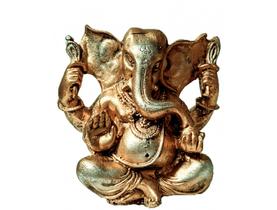 Estatua Ganesha Ouro Velho - 13cm - Sabedoria - Cultura Zen