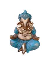 Estatua Ganesha Sentado Azul - Decoração Resina - 22cm