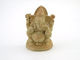 Estátua Ganesha Sentado Reta Cor Taupe Resina 11 Cm