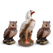 Estátua Gavião e Coruja Espanta Pombos Passarinho Pardal Branco Kit 3 Peças - AVB DECOR Estátua Gavião e Coruja Espanta Pombos Passarinho Pardal Branco Kit 3 Peças - AVB DECOR