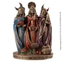 Estátua Hécate Deusa Tríplice Colorida Em Resina