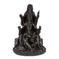 Estátua Hécate Deusa Tríplice Sentada Preta em Resina Estátua Hécate Deusa Tríplice Sentada Preta em Resina