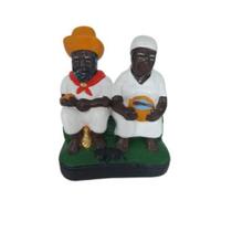 Estatua imagem Casal preto velho - Tamanho M umbanda candomble - Nacional