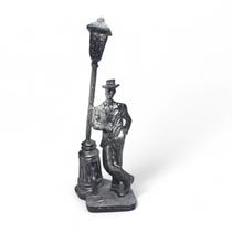 Estátua Imagem Zé Pilintra Poste Prata e Preto 22 cm Estátua Imagem Zé Pilintra Poste Prata e Preto 22 cm
