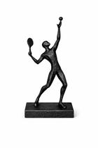 Estátua Jogador Tenis Preta Decoração Esportiva Moderna Estátua Jogador Tenis Preta Decoração Esportiva Moderna