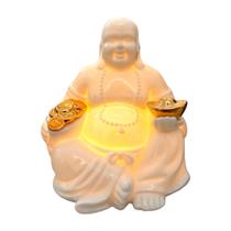 Estátua Luminária Buda Da Fortuna Porcelana - Equilíbrio Pedras Naturais