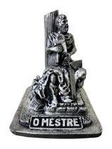 Estatua Maçonaria Mestre Maçom Prata em resina 15x12