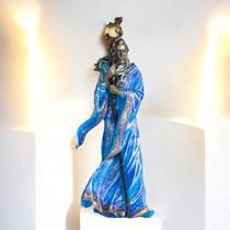 Estátua Mago Azul com Cajado Merlin 28cm Estátua Mago Azul com Cajado Merlin 28cm