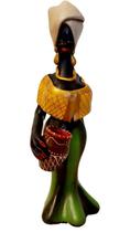Estátua Mulher Africana Escultura Cerâmica Caruaru Verd T.Bg