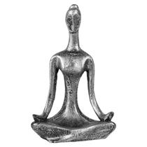 Estatua Mulher Yoga Meditação Enfeite Decorativo Zen Prata - Resina Artesanal