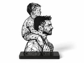 Estátua Pai e Filho Dia dos Pais Presente Decorativo Moldura Cor:Branco