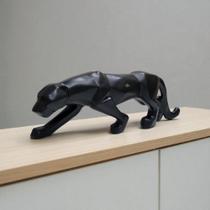Estátua Pantera Preta 40cm Escultura Decorativa Luxo em Gesso Envernizado AVB DECOR