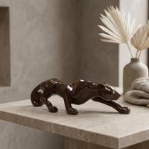 Estátua Pantera Quartzo Marrom Envernizado Alto Padrão Peça Decorativa De Luxo AVB DECOR Estátua Pantera Quartzo Marrom Envernizado Alto Padrão Peça Decorativa De Luxo AVB DECOR