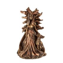 Estátua Pequena Hécate Deusa Tríplice Dourada em Resina Estátua Pequena Hécate Deusa Tríplice Dourada em Resina
