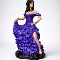 Estátua Pomba Gira Cigana Vestido Roxo Umbanda Arte A Mão ! Saia Roxa