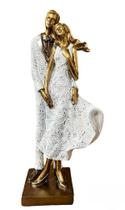 Estátua Resina Decoração Casal Apaixonado 27 Cm