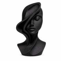 Estátua Rosto Feminino Arte Decoração Escritório Escultura Cor:Preto