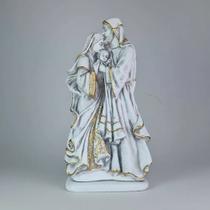 Estátua Sagrada Família Branca Ouro Decoração Católica 31cm! Branco/ouro