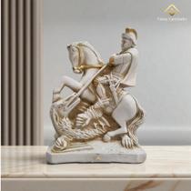 Estátua São Jorge 18 Cm Off White Sofisticação p/ Seu Espaço VÁRIAS VARIEDADES