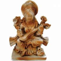 Estátua Saraswati Deusa do Conhecimento 11cm - Bege Estátua Saraswati Deusa do Conhecimento 11cm - Bege