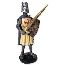 Estatua Soldado Medieval Templario Guerreiro Espada Escudo
