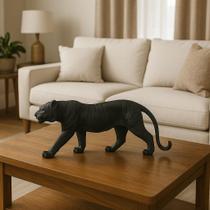 Estátua Tigre Decorativo Luxo em Resina Dourado Rico em Detalhes