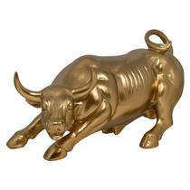 Estátua Touro De Wall Street Resina Decoração Sala Ouro 22cm Estátua Touro De Wall Street Resina Decoração Sala Ouro 22cm