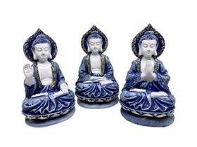 Estátua Trio Buda Tailandês Decoração Budista Espaço de Meditação