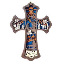 Estátuas da Cruz da Natividade Figura de madeira de 22,6 cm feita à mão Estátuas da Cruz da Natividade Figura de madeira de 22,6 cm feita à mão
