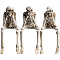 Estátuas de Halloween Thyle, conjunto de 3 estatuetas de esqueleto em resina Estátuas de Halloween Thyle, conjunto de 3 estatuetas de esqueleto em resina