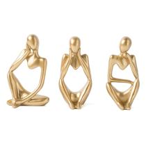 Estátuas decorativas FJS Gold Decor Thinker, conjunto de 3 resinas Estátuas decorativas FJS Gold Decor Thinker, conjunto de 3 resinas