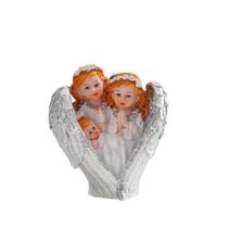 Estátuas, estatuetas de resina da família Praying Angel, 15 cm com asas