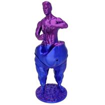 Estatueta 3d Homem Esculpindo Corpo 18cm Bicolor Violeta Azul