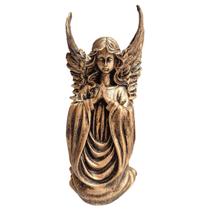 Estatueta Anjo Protetor De Resina Cor Dourado Premium