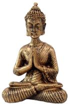 Estatueta Buda Hindu Miniatura Orando Cor Dourado De Resina