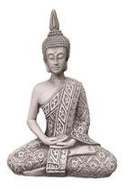 Estatueta Buda Hindu Sidarta Medio Cinza Envelhecido Resina - Hp Decor