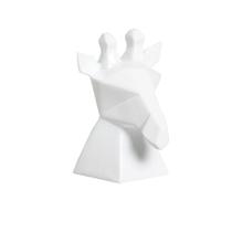 Estatueta Cabeça de Girafa em Cerâmica Decorativo Home Branco Brilho