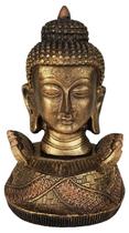 Estatueta Cabeça Pequena Rosto Do Buda Hindu Dourado Resina