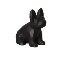 Estatueta Cachorro em Cerâmica Decorativo Home Preto Fosco