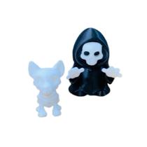 Estatueta Ceifador Sinistro Grim Reaper e Pequeno Cão 3d Estatueta Ceifador Sinistro Grim Reaper e Pequeno Cão 3d