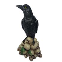 Estatueta Corvo Caveiras Crânio Decoração Bar Rock Dark Gótico